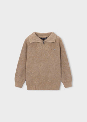 Genser Knit Half Zip Brown