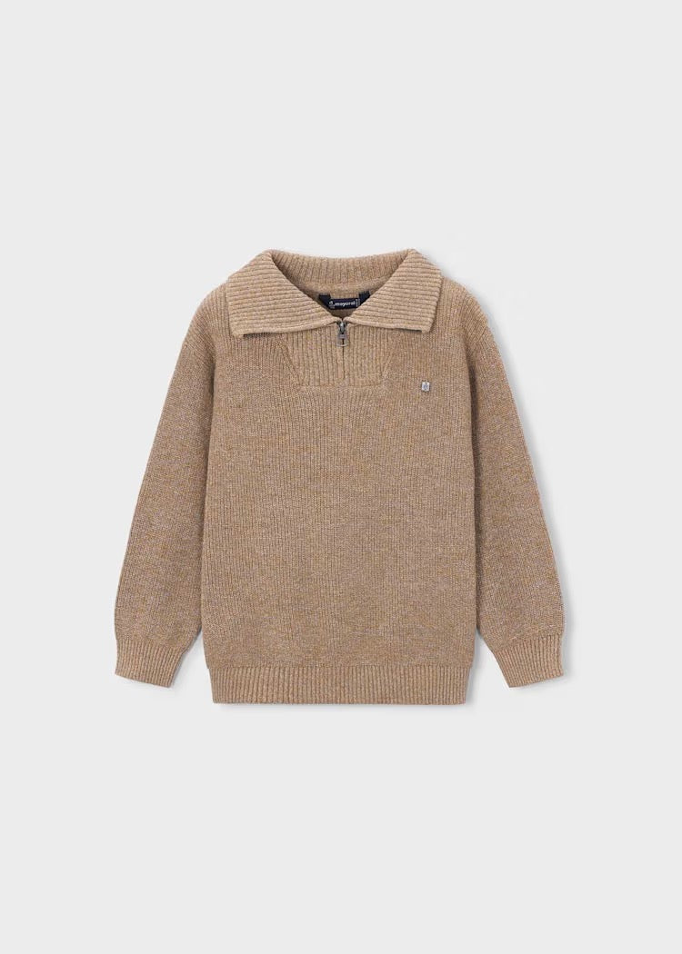 Genser Knit Half Zip Brown