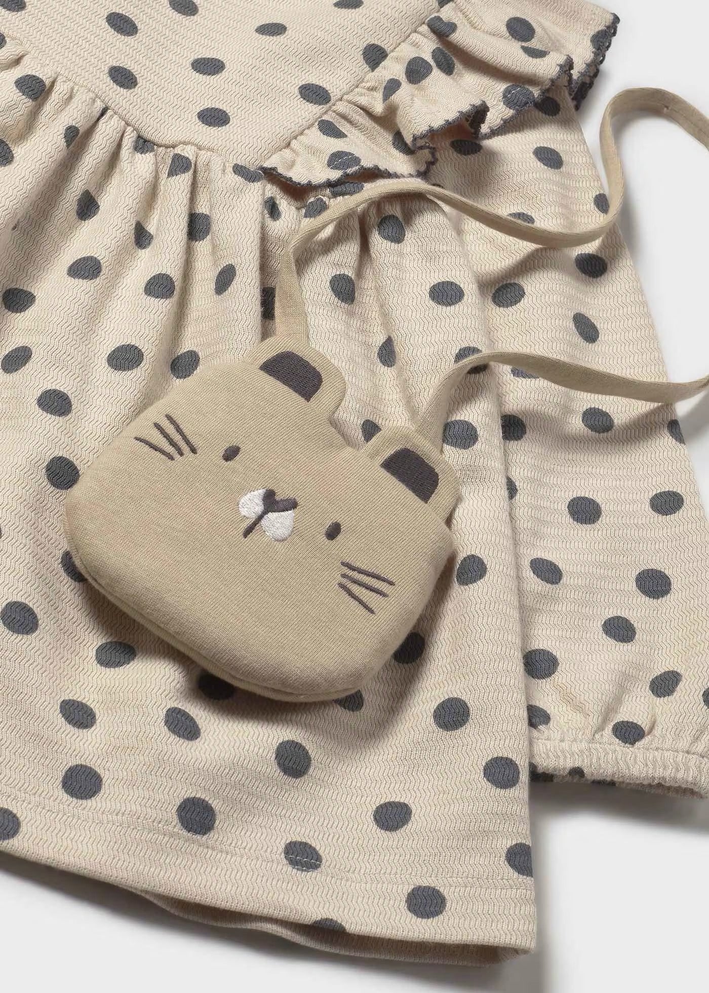 Kjole m/veske Printed Dots Tapioca