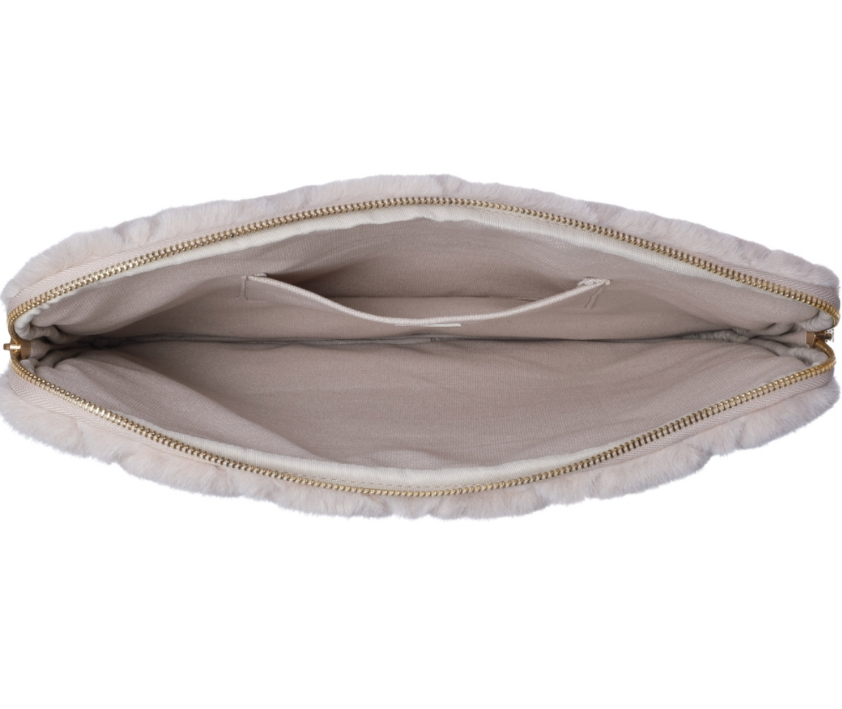 Faux Fur Quilted Mac Sand