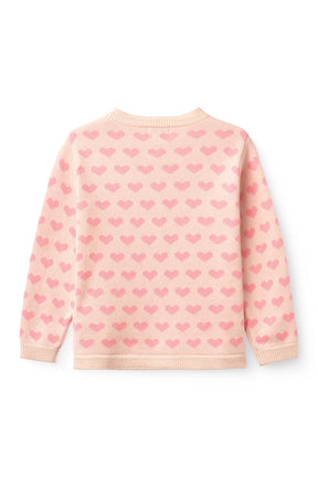 Cardigan Heart Crochet Edge Pink Comb.