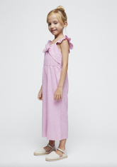 Jumpsuit linen bow Mauve