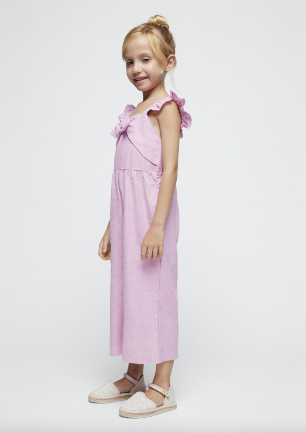 Jumpsuit linen bow Mauve