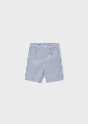 Shorts Bermuda Linen Suiting Blue Stiripes