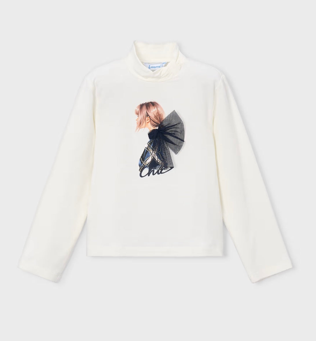 Genser Turtleneck Graphic Natur Navy