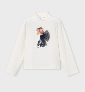 Genser Turtleneck Graphic Natur Navy