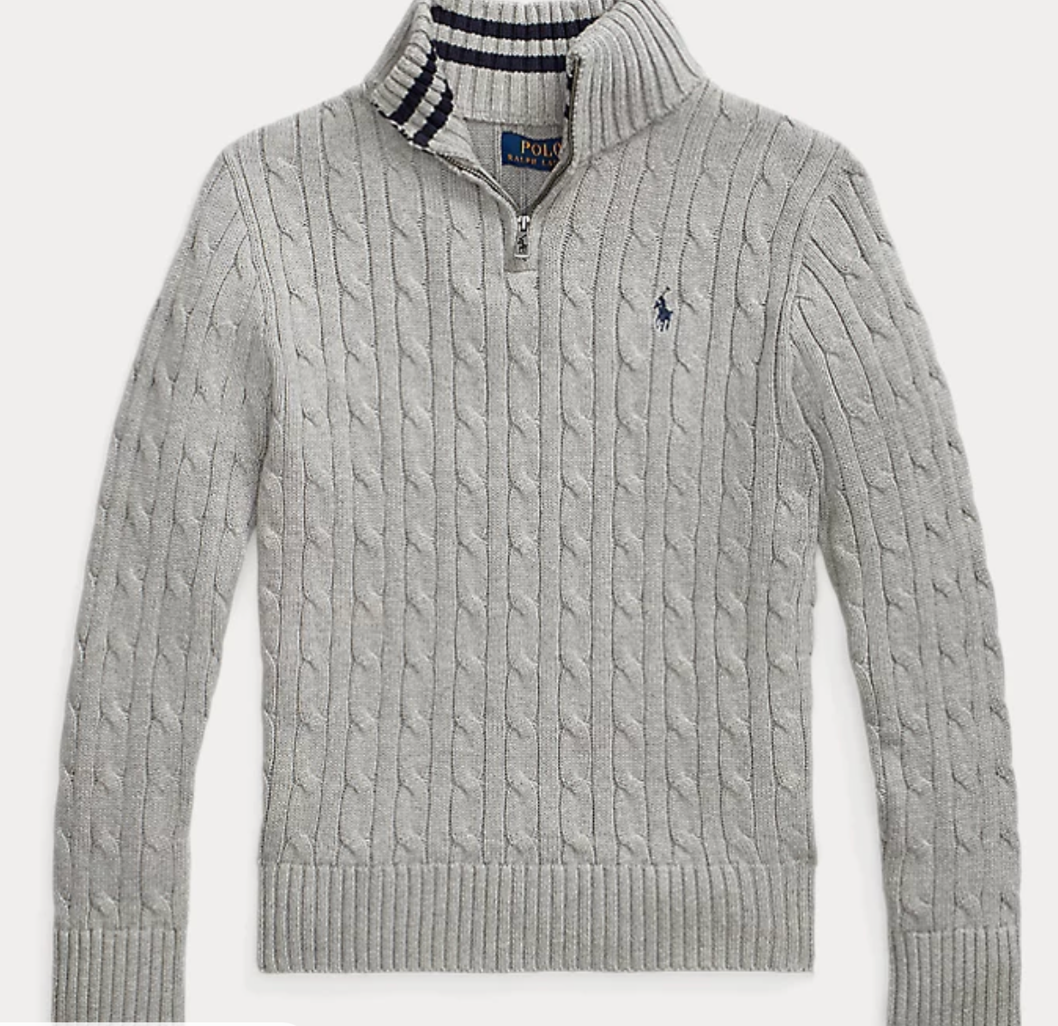 Genser Halfzip Cable-Knit Andover Heather