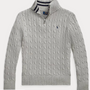 Genser Halfzip Cable-Knit Andover Heather