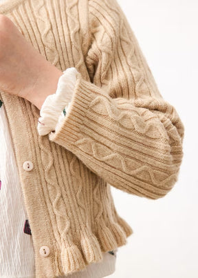 Cardigan Knitted Faux Fur Quinoa Mix