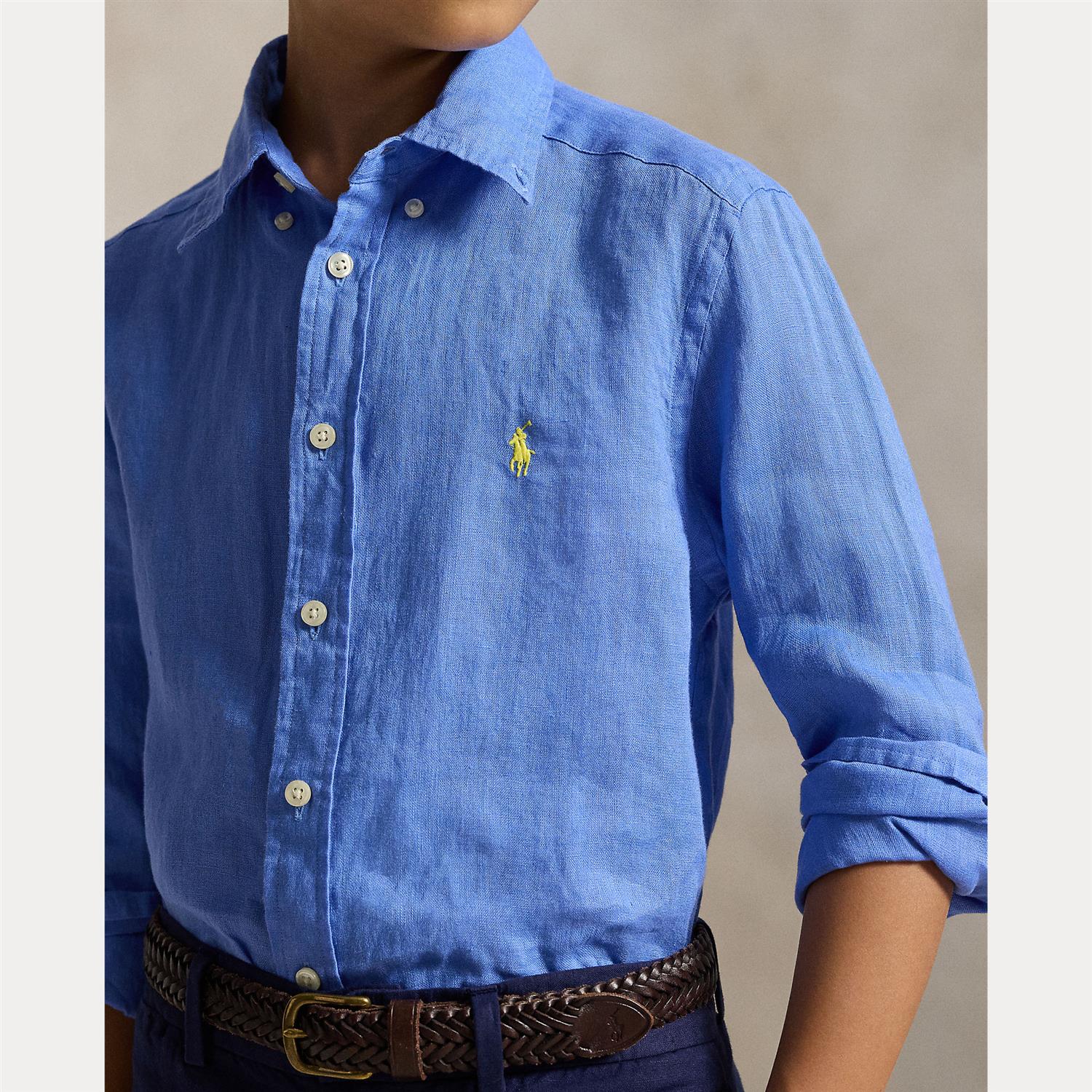 Skjorte Linen Bright Blue
