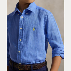 Skjorte Linen Bright Blue