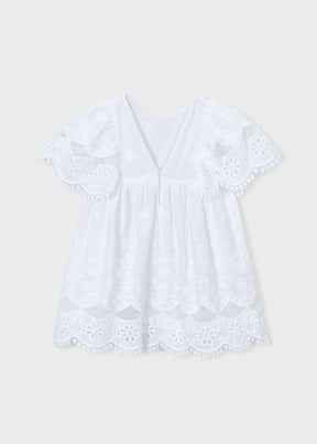 Kjole Embroidered Formal White