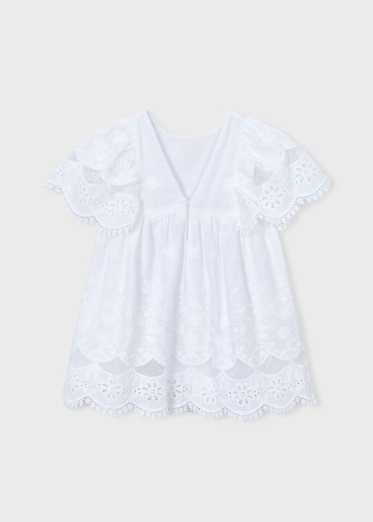 Kjole Embroidered Formal White