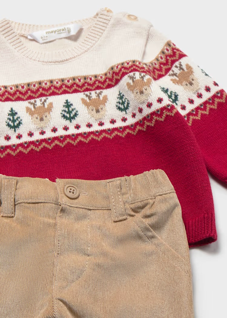 Sett 2-Deler Knit Animal Red