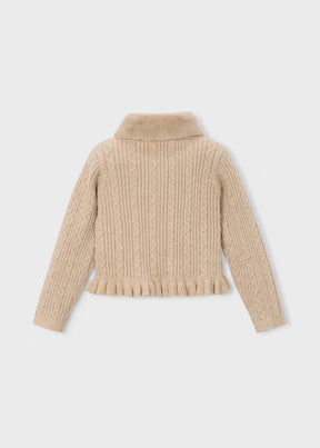 Cardigan Knitted Faux Fur Quinoa Mix