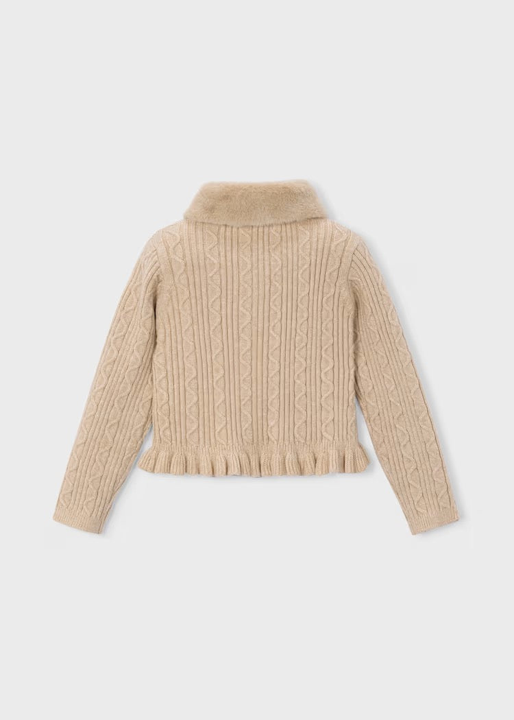 Cardigan Knitted Faux Fur Quinoa Mix