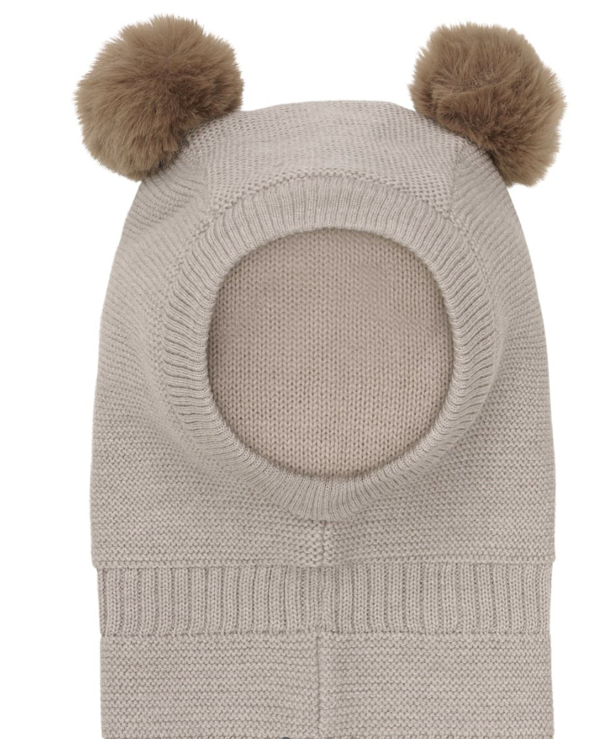 Balaclava Windstop Pompoms Camel Melange