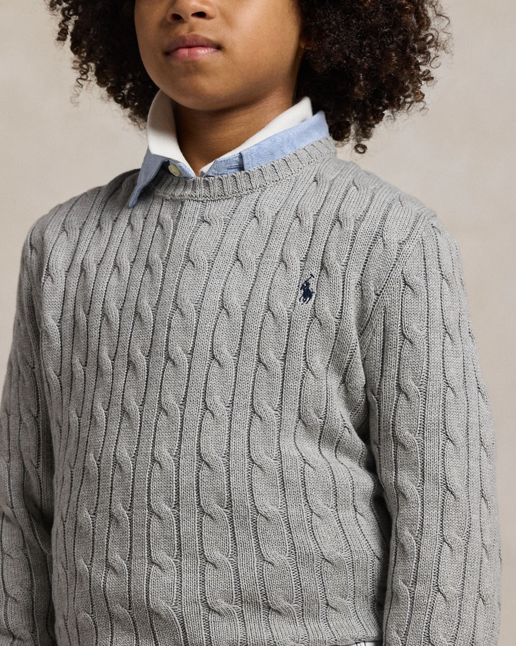 Genser Cabel Knit Classic Grey