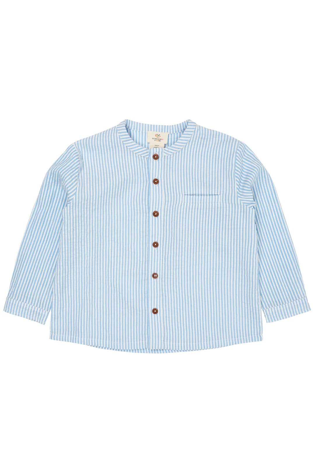 Skjorte Seersucker Placket Sky Blue/Cream Stripe