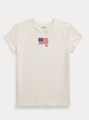 T-Skjorte Applique´ French Terry Flag White