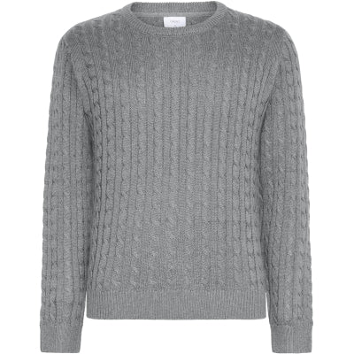 Genser GRTue Cable LS Knit Grey Melange