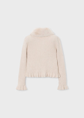 Cardigan Faux Fur Collar Tapioca