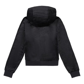 Tonal Embro Velour Zip Hoodie Jet Black