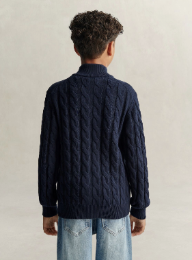 Jakke Shield Cotton Cable Full Zip Evening Blue