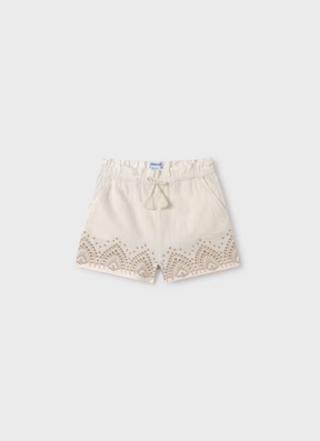 Shorts Embroidered Natural/Cinnamon