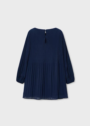 Kjole Pleated Chiffon Navy