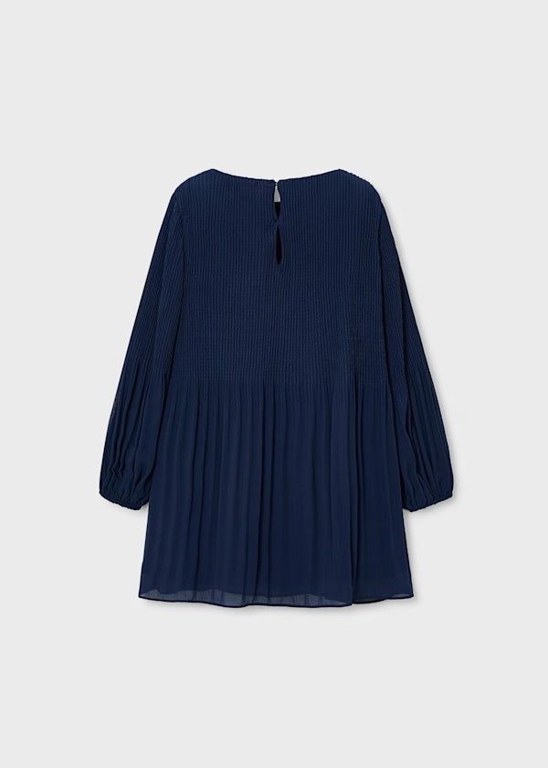 Kjole Pleated Chiffon Navy