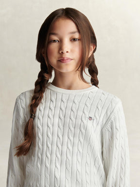 Genser Shield Cable Knit Light White