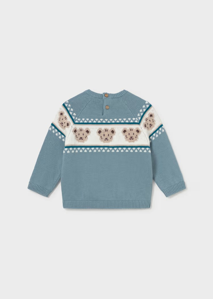 Genser Jacquard Bear Arctic Blue