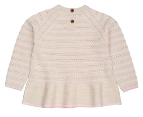 Genser Merino Hole Pattern Frill Pale Cream/Bubblebum Comb