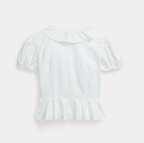 T-skjorte Ruffled Peplum White
