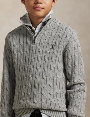 Genser Halfzip Cable-Knit Andover Heather