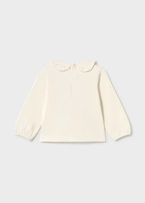 Genser Ruffle Natur/Raspberry