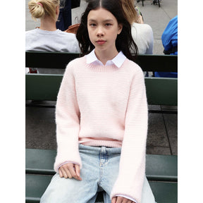 Genser GRCienne LS Crew Knit Light Rose