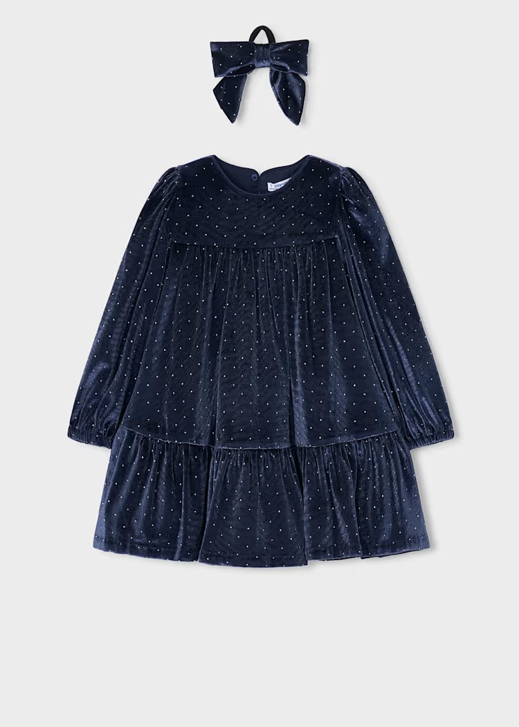 Kjole Velvet M/Hårstrikk Navy