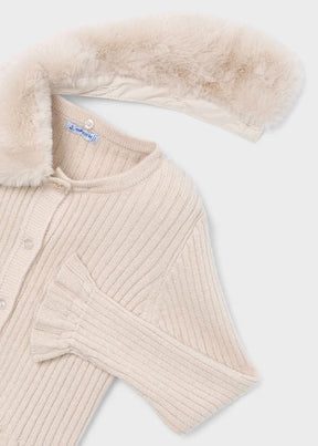 Cardigan Faux Fur Collar Tapioca