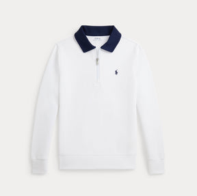 Genser Zip Double Knit Collared White