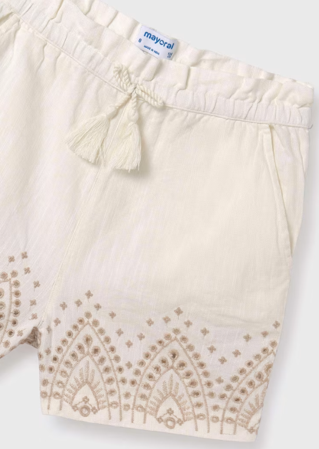 Shorts Embroidered Natural/Cinnamon