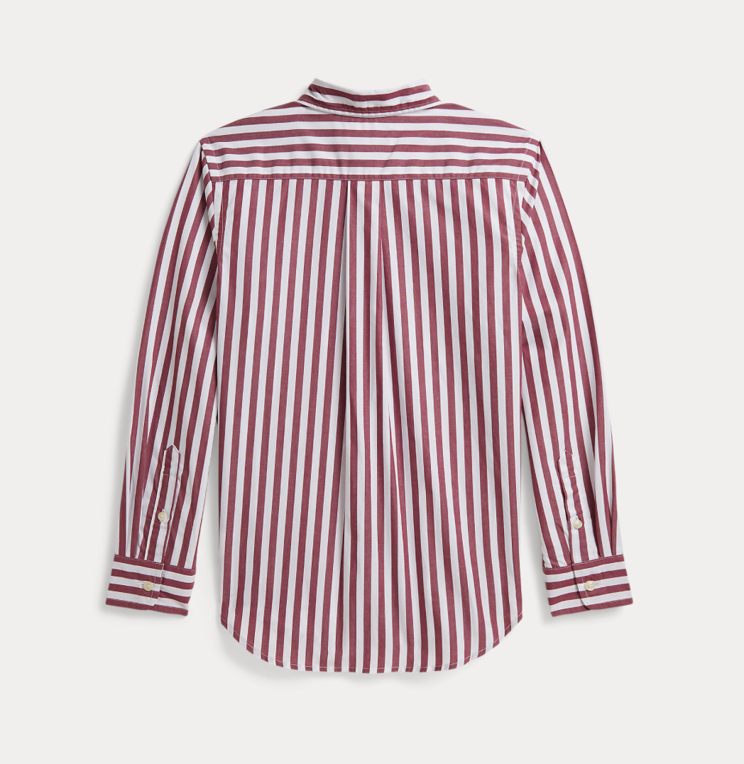 Skjorte Striped Poplin Burgandy White