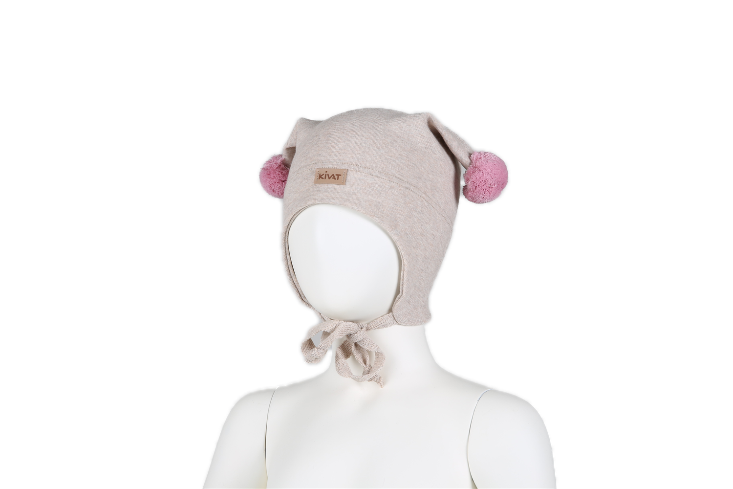 Knytelue skinnlapp beige m/rosa dusker