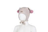 Knytelue skinnlapp beige m/rosa dusker