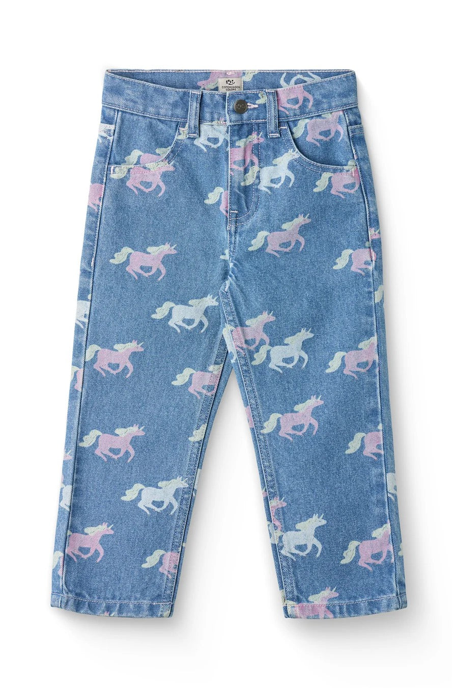 Bukse Denim Unicorn Print Indigo Blue Washed