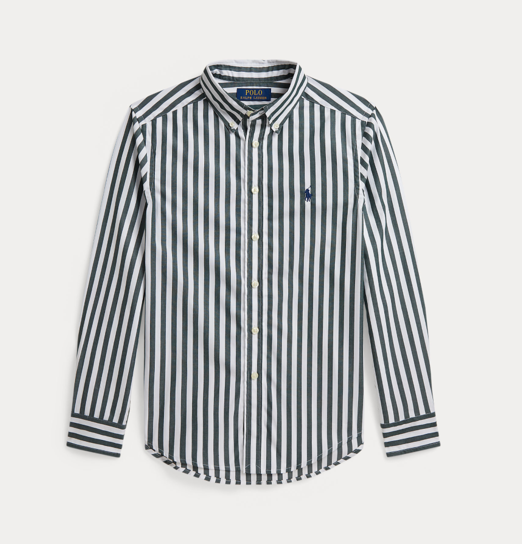 Skjorte Striped Poplin Green White