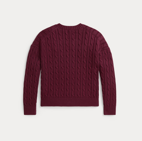 Genser Cable V-neck Rich Ruby