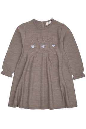 Kjole Merino Cable Hearts Natural Melange/Dusty Blue