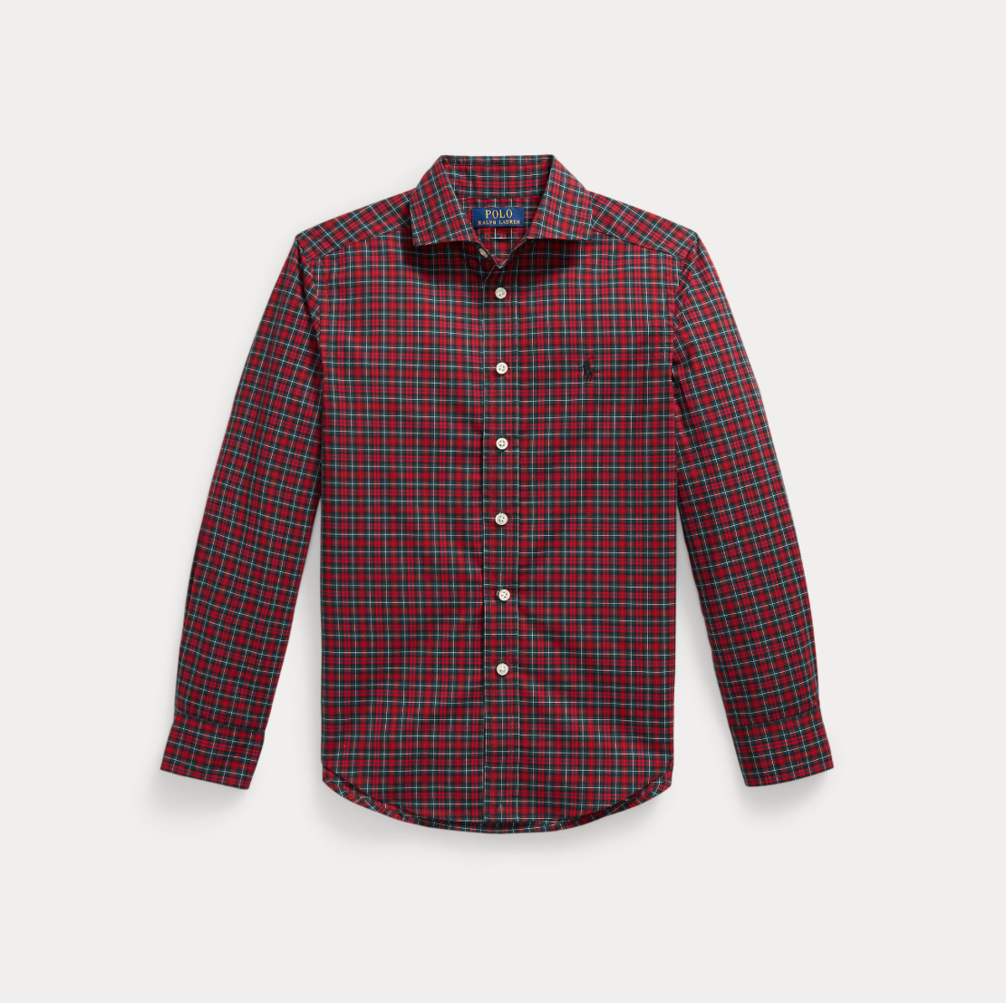 Skjorte Plaid Poplin Red Green Multi